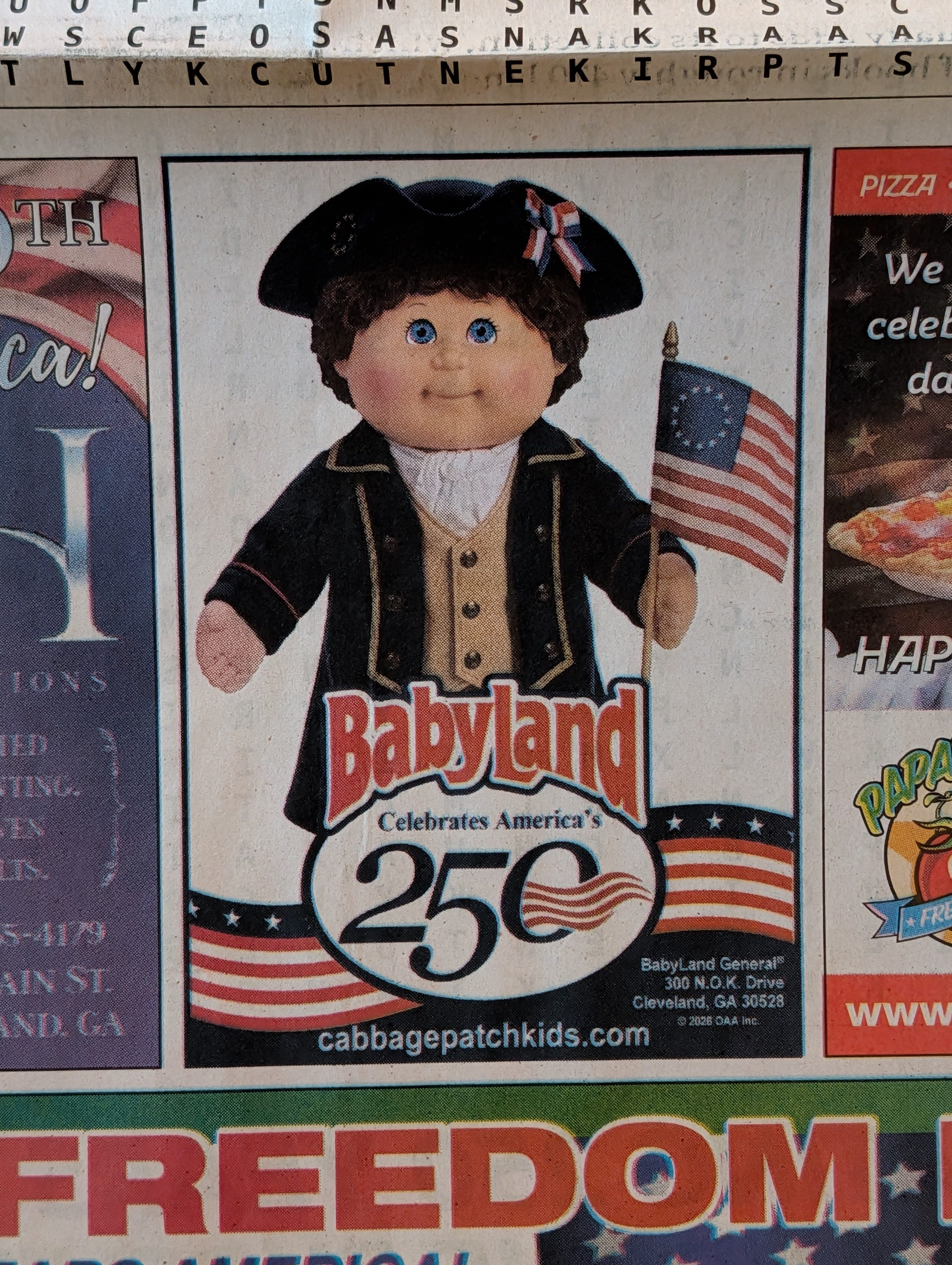 Charming 4th of July BabyLand General ad in local White County Newspaper 7-2-2026